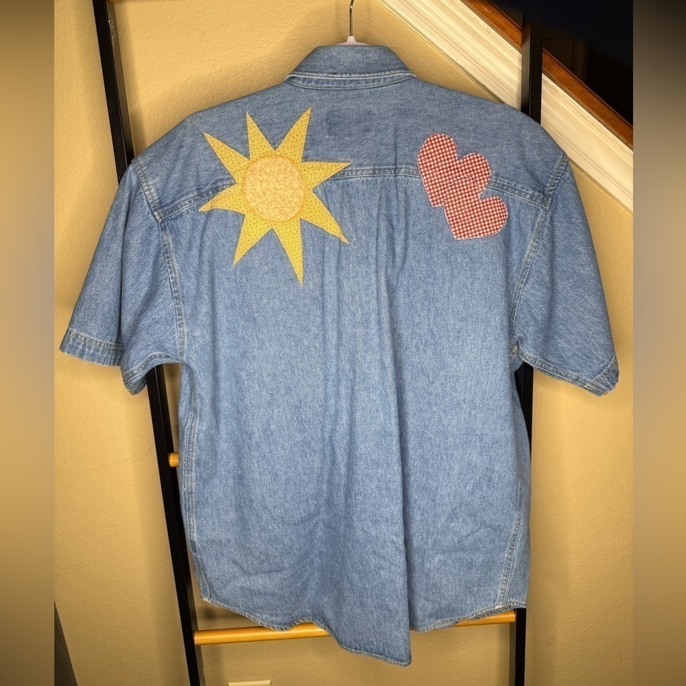 Vintage Sunbelt Sportswear Denim Patchwork Cottagecore Chicken Sun Heart - Picture 6 of 12